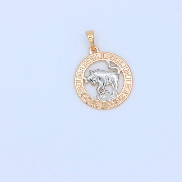 "Rose Gold Taurus Zodiac Pendant with Bull Motif and Symbol Ring, XPPT1446 - Picture 10 of 12